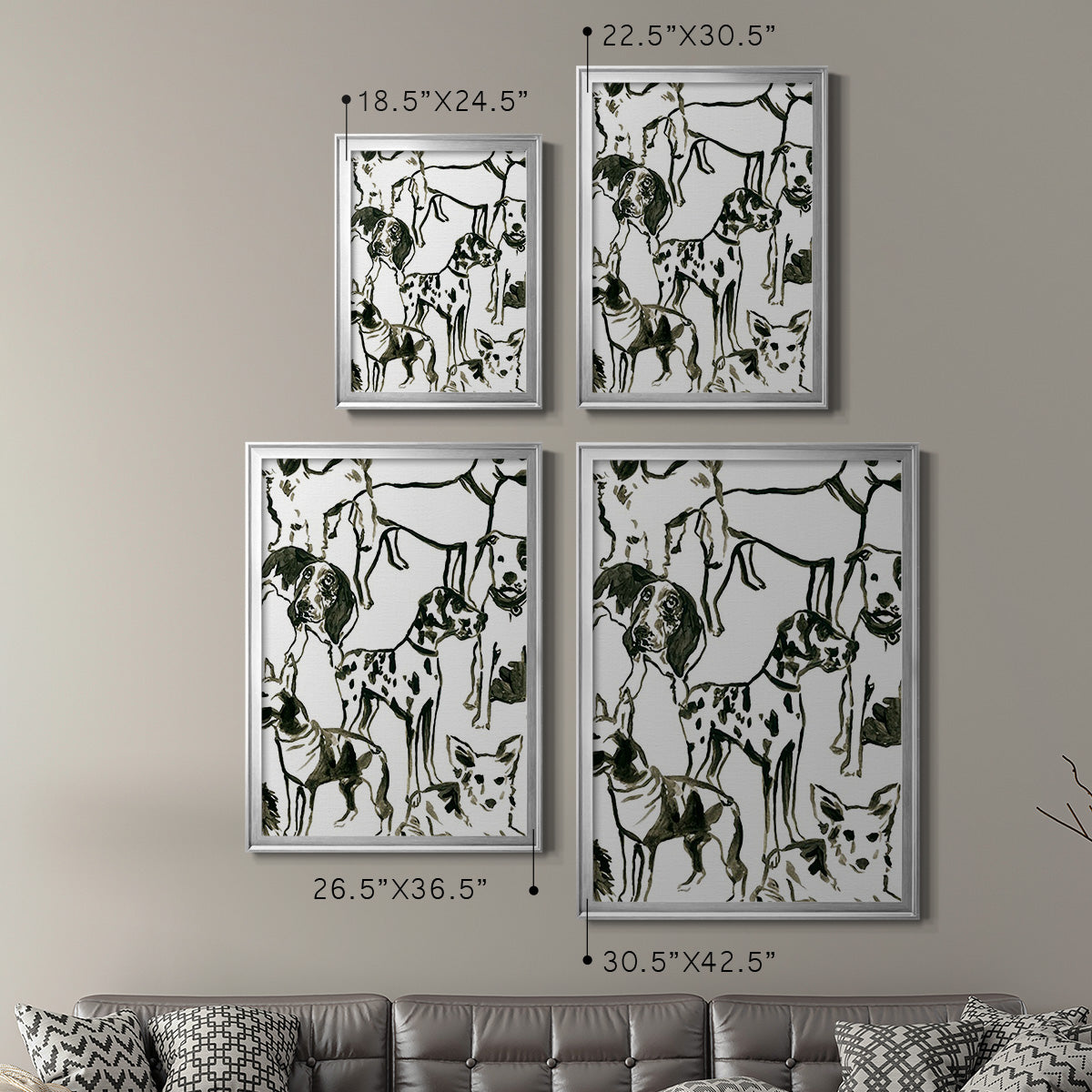 Canine Collage II - Modern Framed Canvas Print