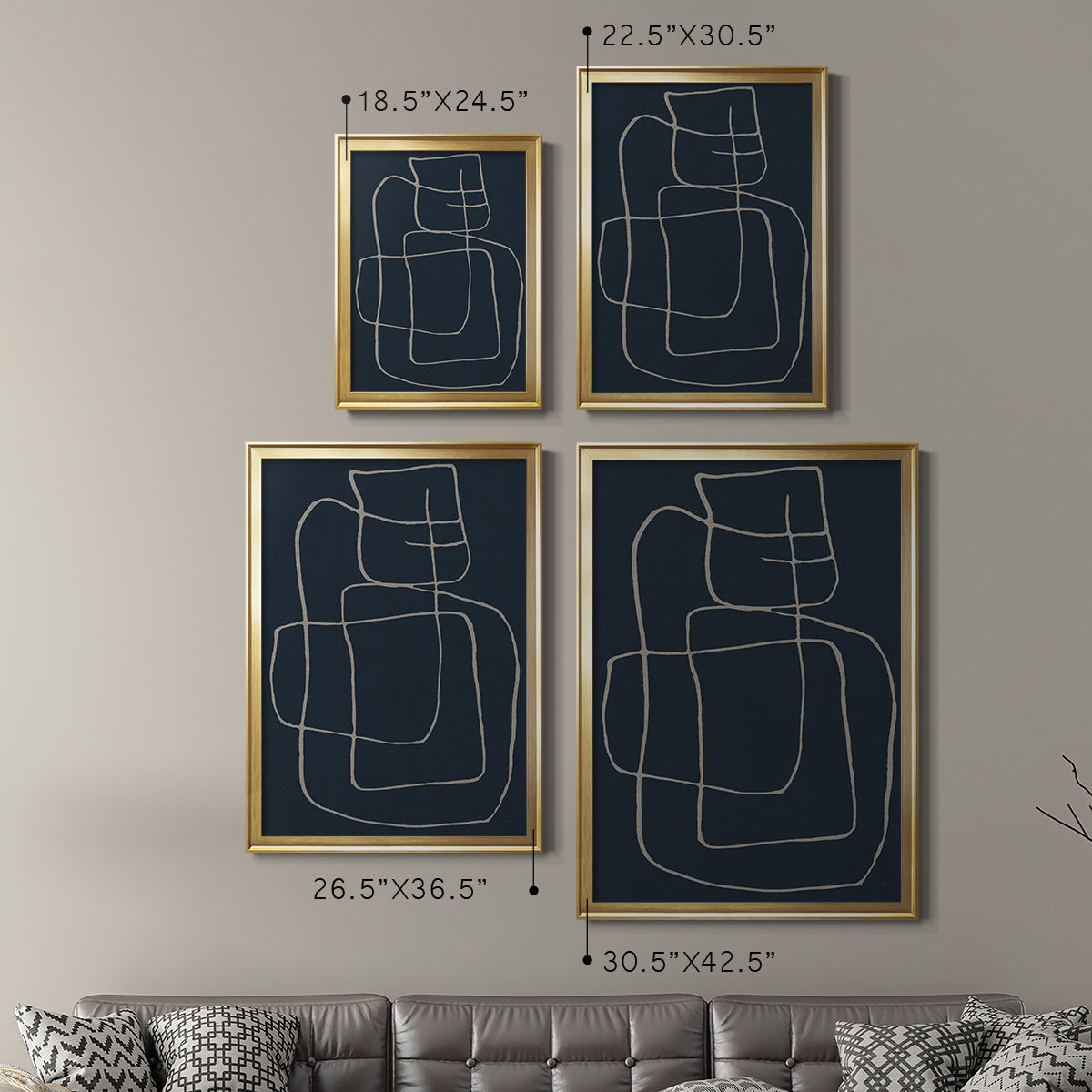 Shapes and Night Sky II - Modern Framed Canvas Print