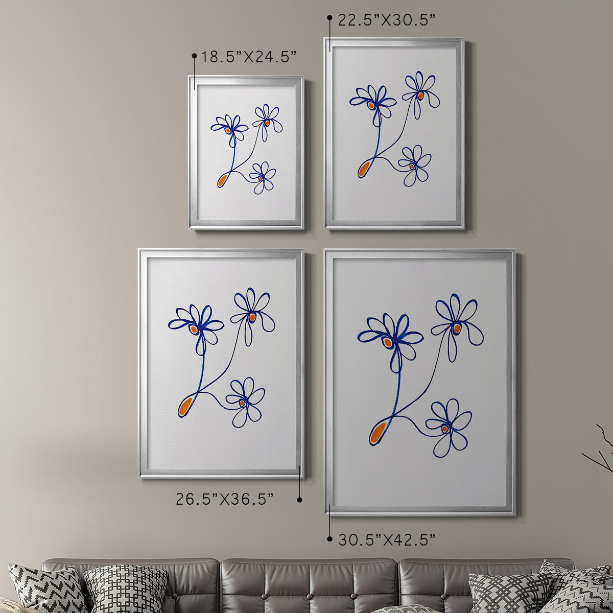 Wobbly Blooms III - Modern Framed Canvas Print