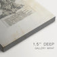 Close-up of a gallery-wrapped canvas corner showing a refined engraving with balanced form, highlighting texture and print detail.
