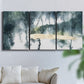 Three-panel canvas wall art featuring saturated abstract color fields, displayed in a living room above a sofa.
