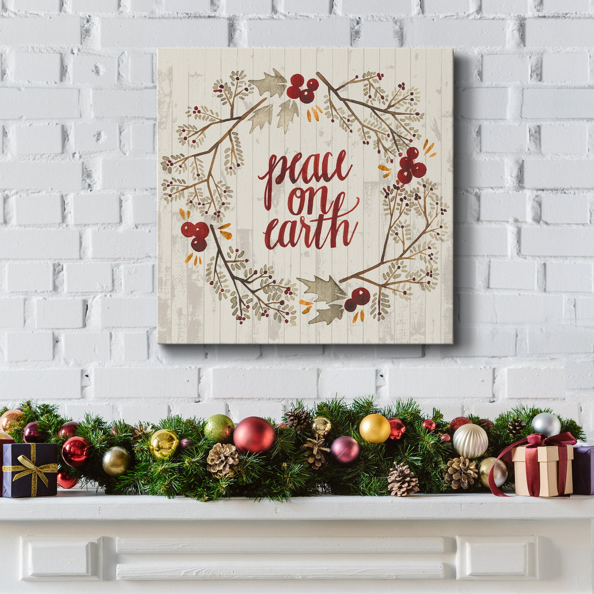 Rustic Christmas V-Premium Gallery Wrapped Canvas - Ready to Hang