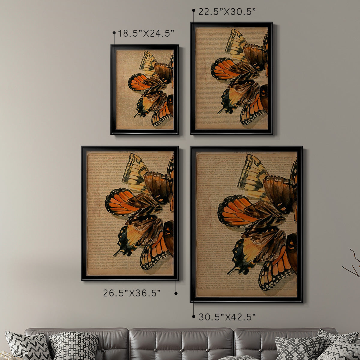 Winged Wreath II - Modern Framed Canvas Print