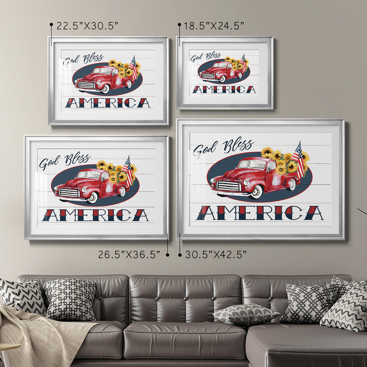 God Bless America Truck - Modern Framed Art Print