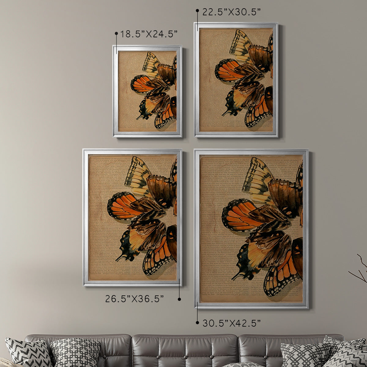 Winged Wreath II - Modern Framed Canvas Print