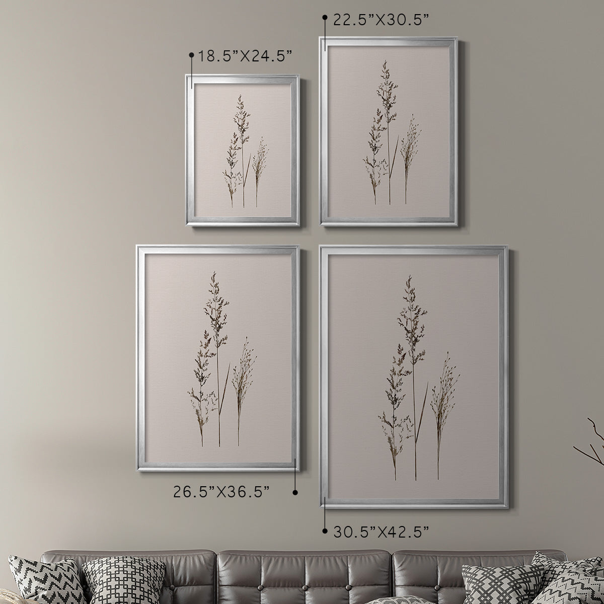 Delicate Stems I - Modern Framed Canvas Print