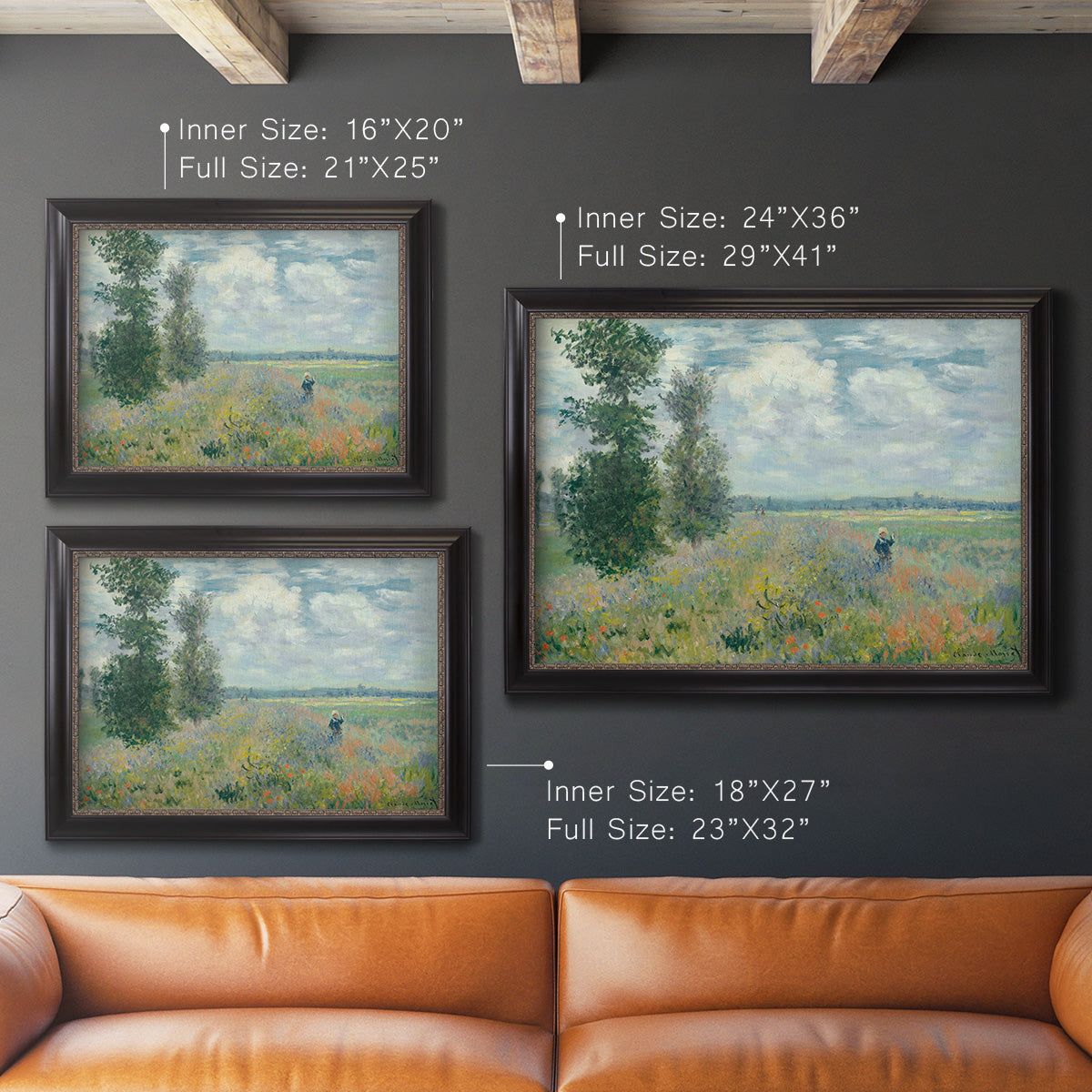 Poppy Field, Argenteuil - Ornate Framed Canvas Print