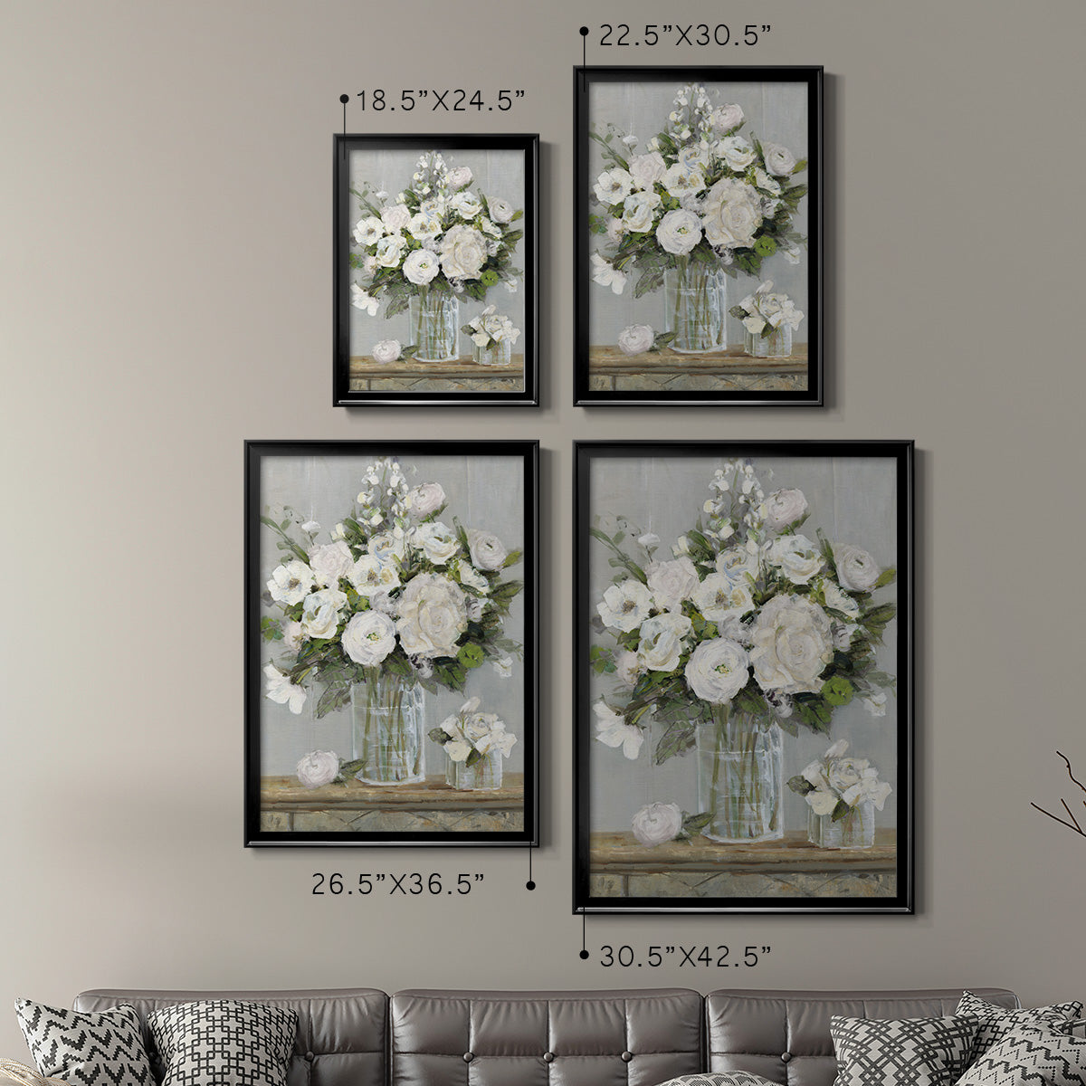 Cottage Whites - Modern Framed Canvas Print