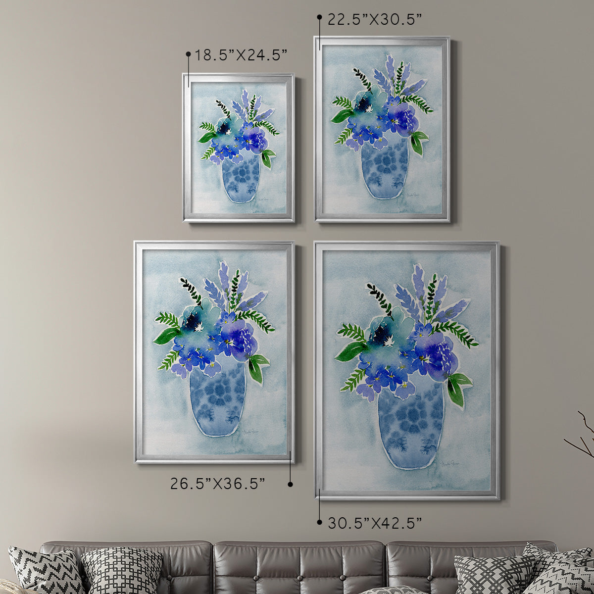 Blue Bouquet I - Modern Framed Canvas Print