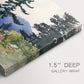 Canvas art print of a quiet forest clearing with trees and distant structure in natural setting, highlighting texture and gallery-wrapped edges