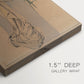 Close-up of a gallery-wrapped canvas corner showing a stylized illustration combining typography and portrait elements, highlighting texture and print detail.
