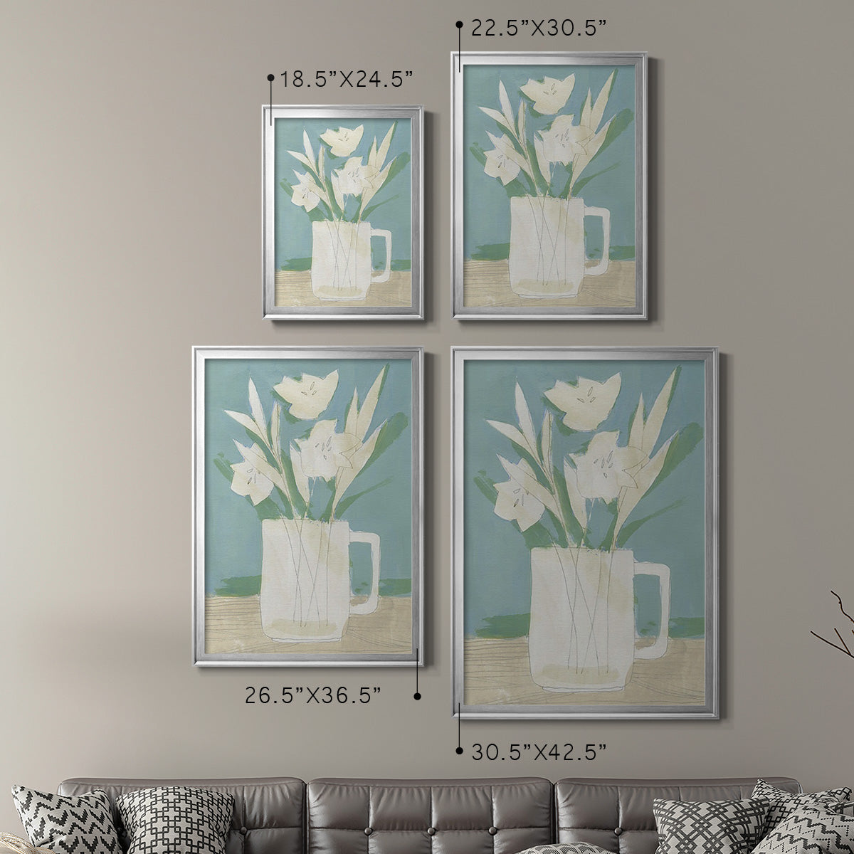 Muted Spring Arrangement III - Modern Framed Canvas Print