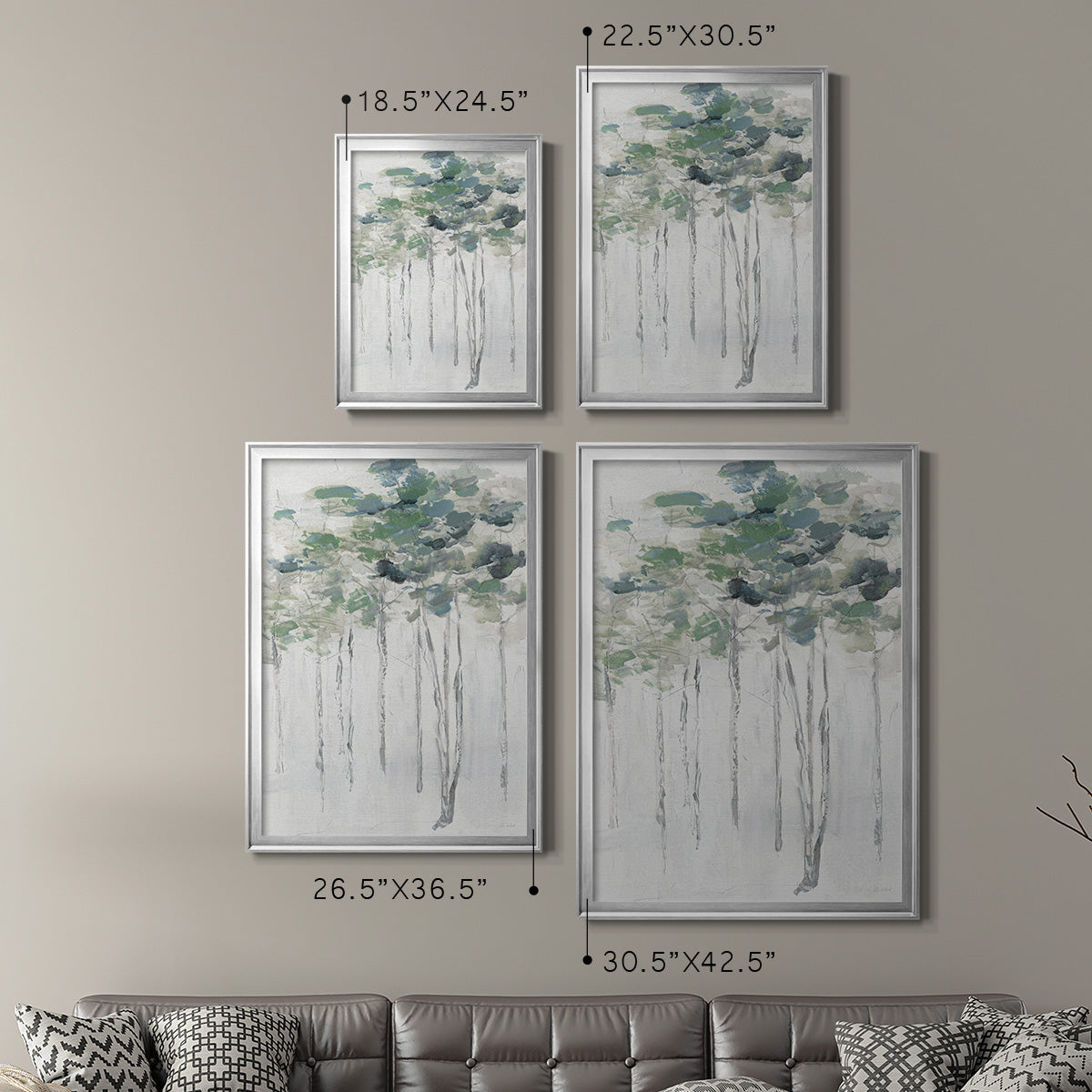 Impasto Tree Line II - Modern Framed Canvas Print