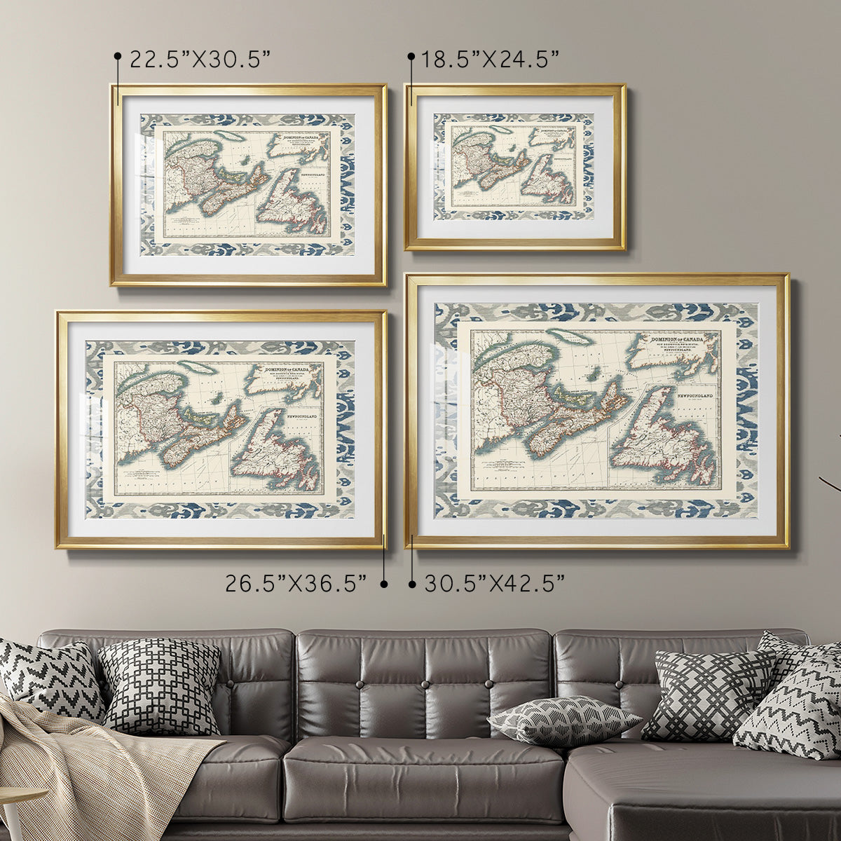 Bordered Map of Canada - Modern Framed Art Print