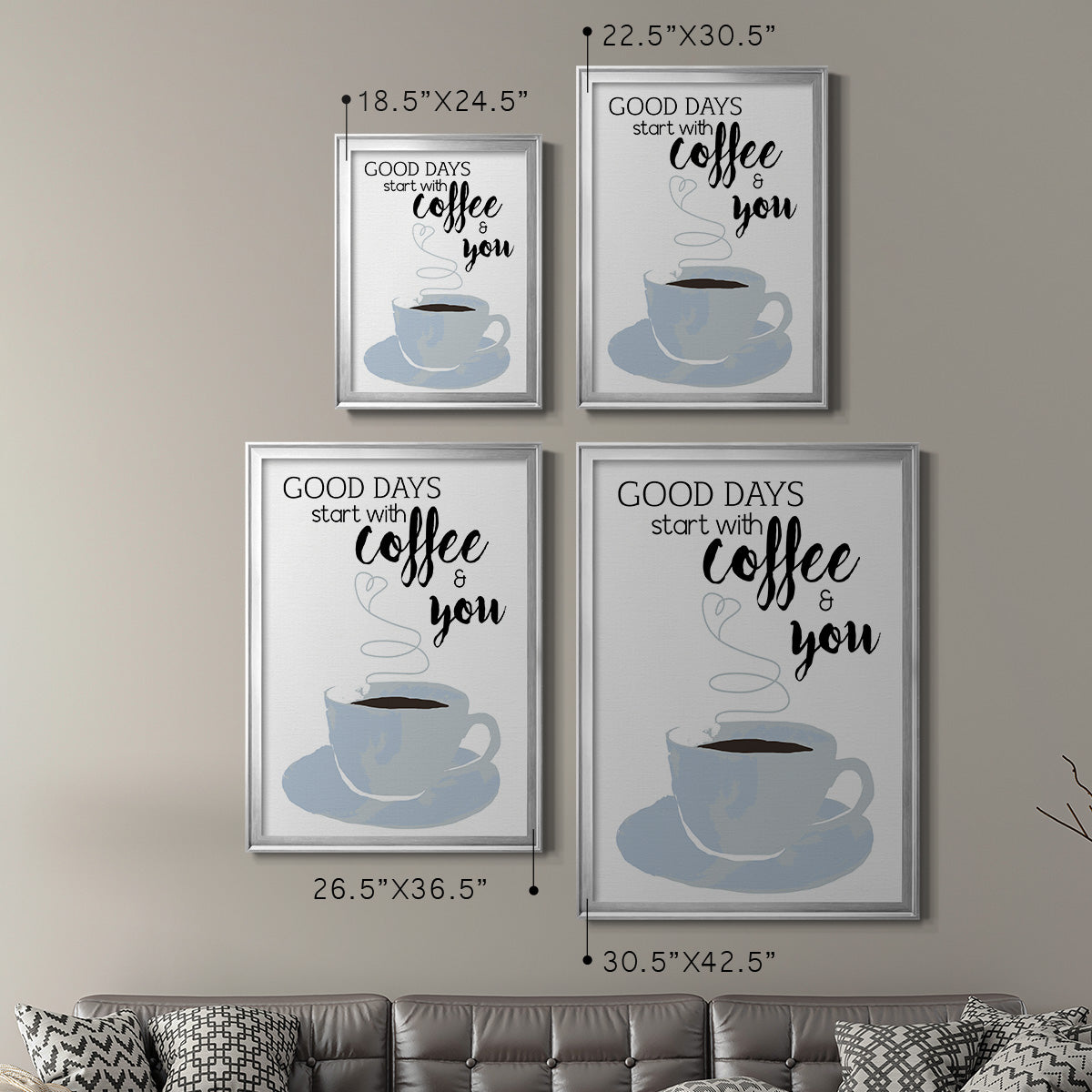 Start With Coffee & You - Modern Framed Canvas Print