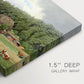 Canvas art print of cows grazing in pasture near farmhouse in rural countryside, highlighting texture and gallery-wrapped edges