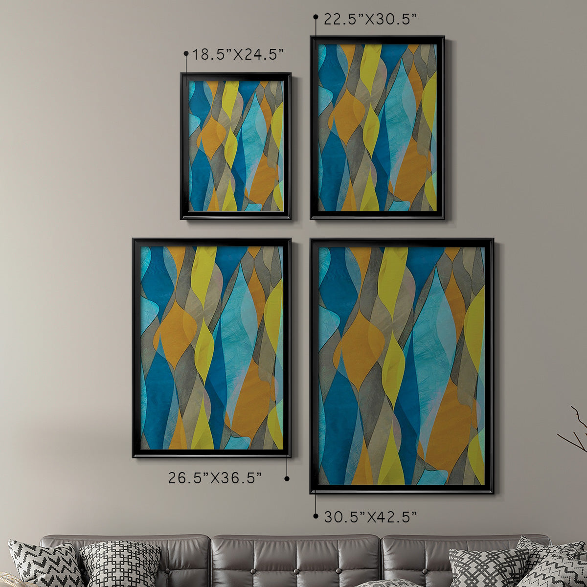 Colorful Cascade I - Modern Framed Canvas Print