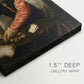 Close-up of a gallery-wrapped canvas corner showing a classic image with strong presence and texture, highlighting texture and print detail.
