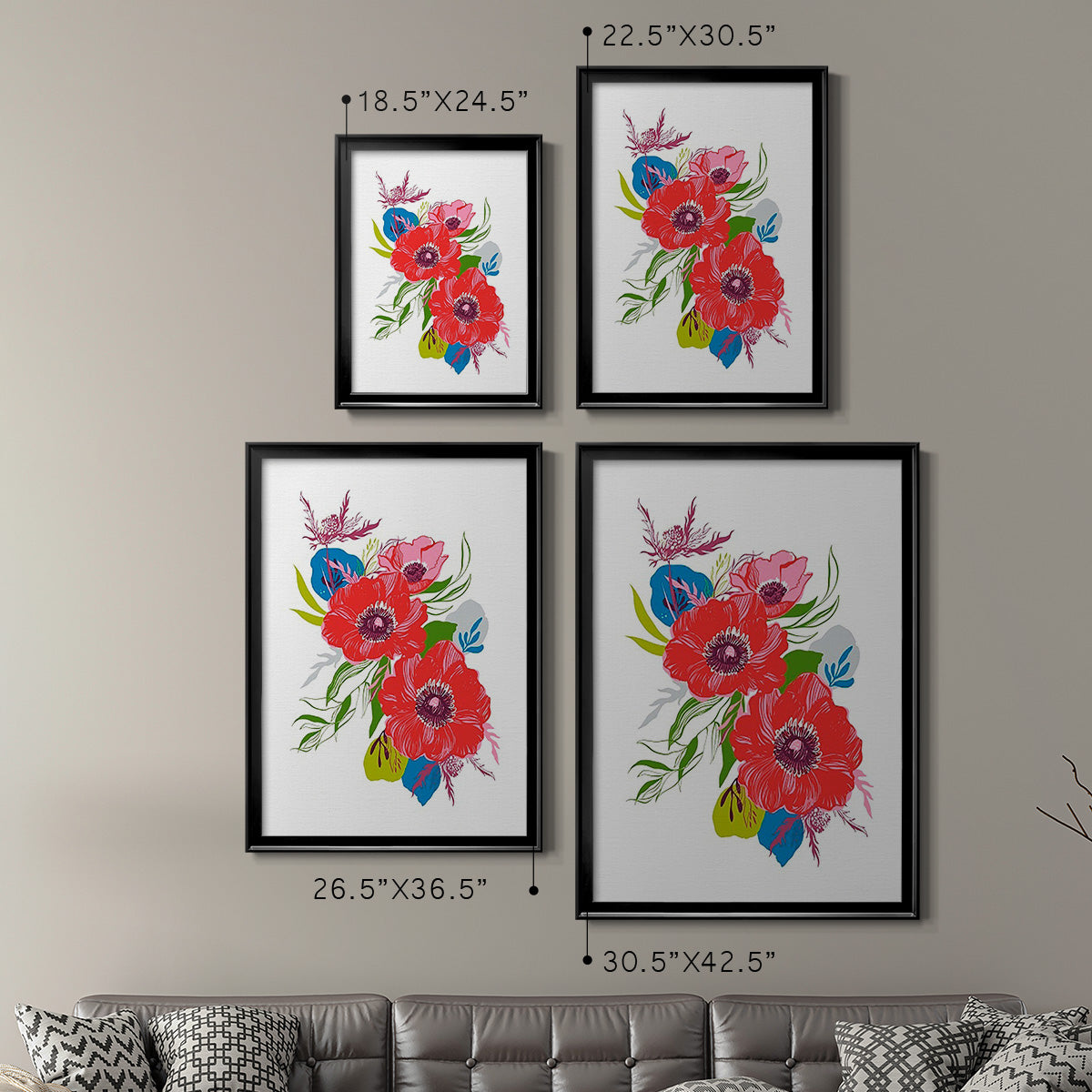 Brilliant Poppies II - Modern Framed Canvas Print