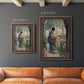 Impressionist portrait of Madame Monet sewing by Claude Monet in an ornate bronzed mahogany wood frame shown in multiple vertical size options.