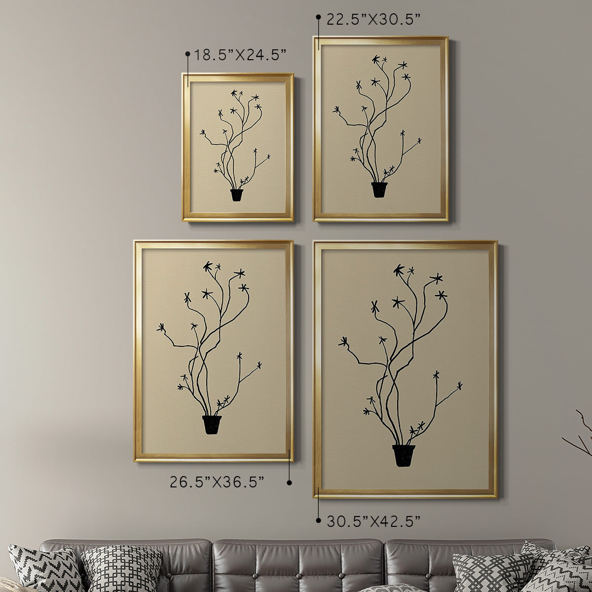 Spring Sprig Vase II - Modern Framed Canvas Print
