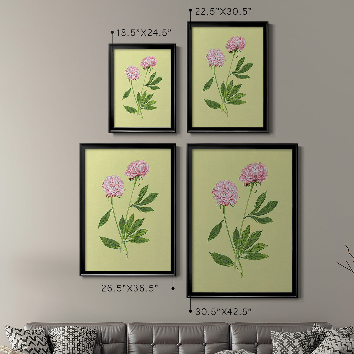 Peonies in Yellow II - Modern Framed Canvas Print