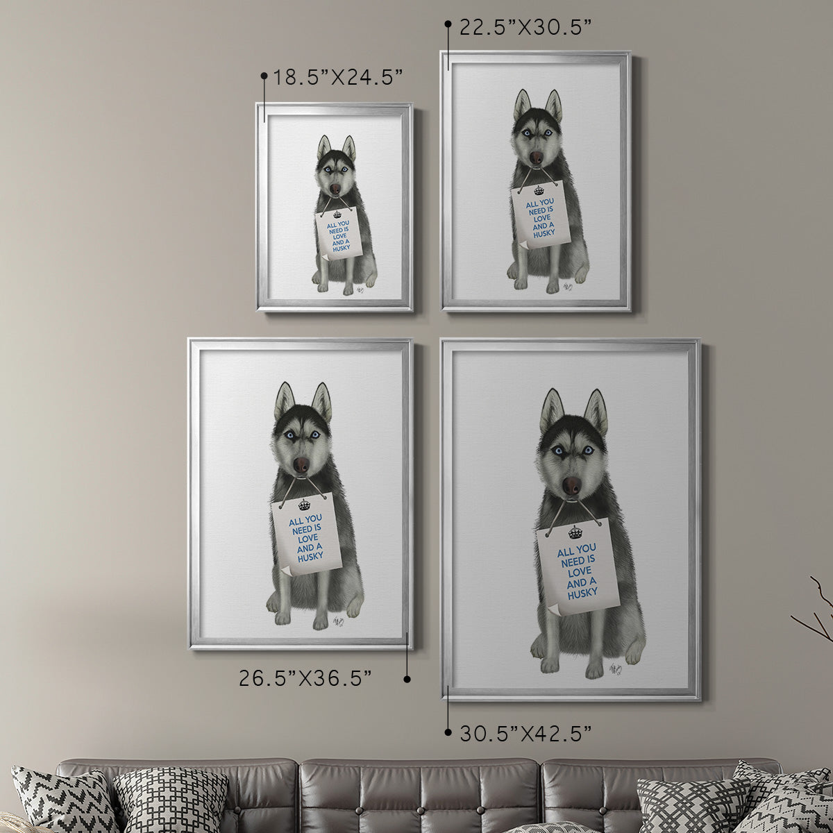 Love and Husky - Modern Framed Canvas Print