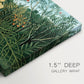 Canvas art print of a tiger attacking buffalo in dense jungle filled with foliage, highlighting texture and gallery-wrapped edges