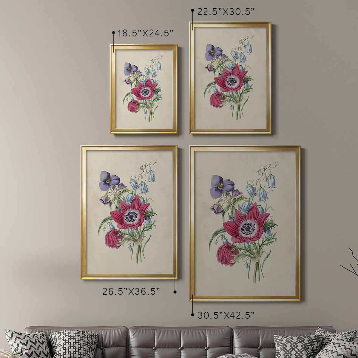 Antique Garden Bouquet I - Modern Framed Canvas Print