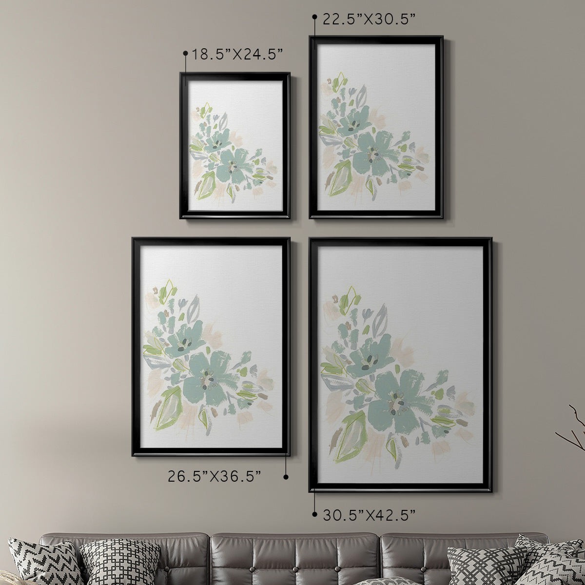 Seafoam Petals I - Modern Framed Canvas Print