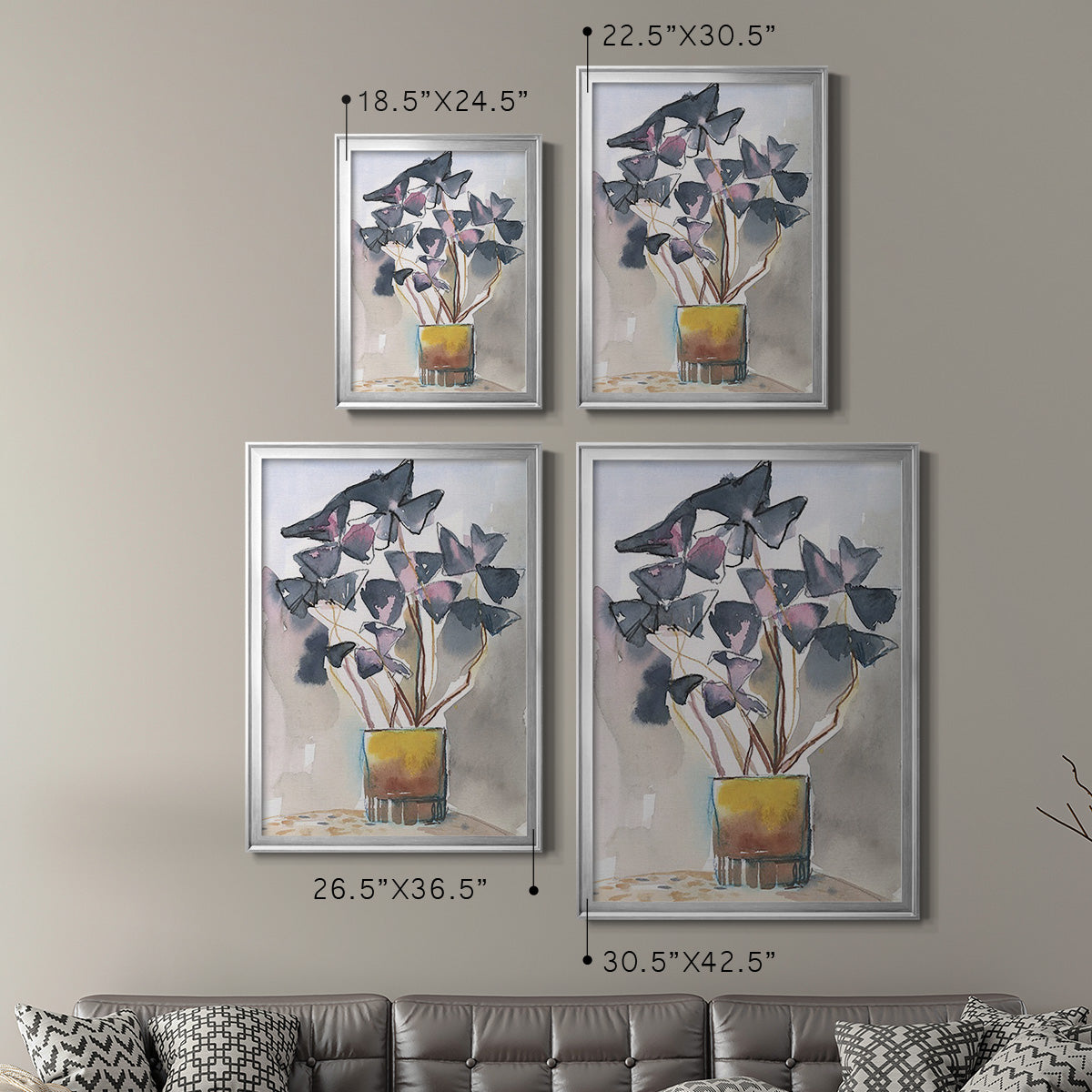 Oxalis in Vase II - Modern Framed Canvas Print