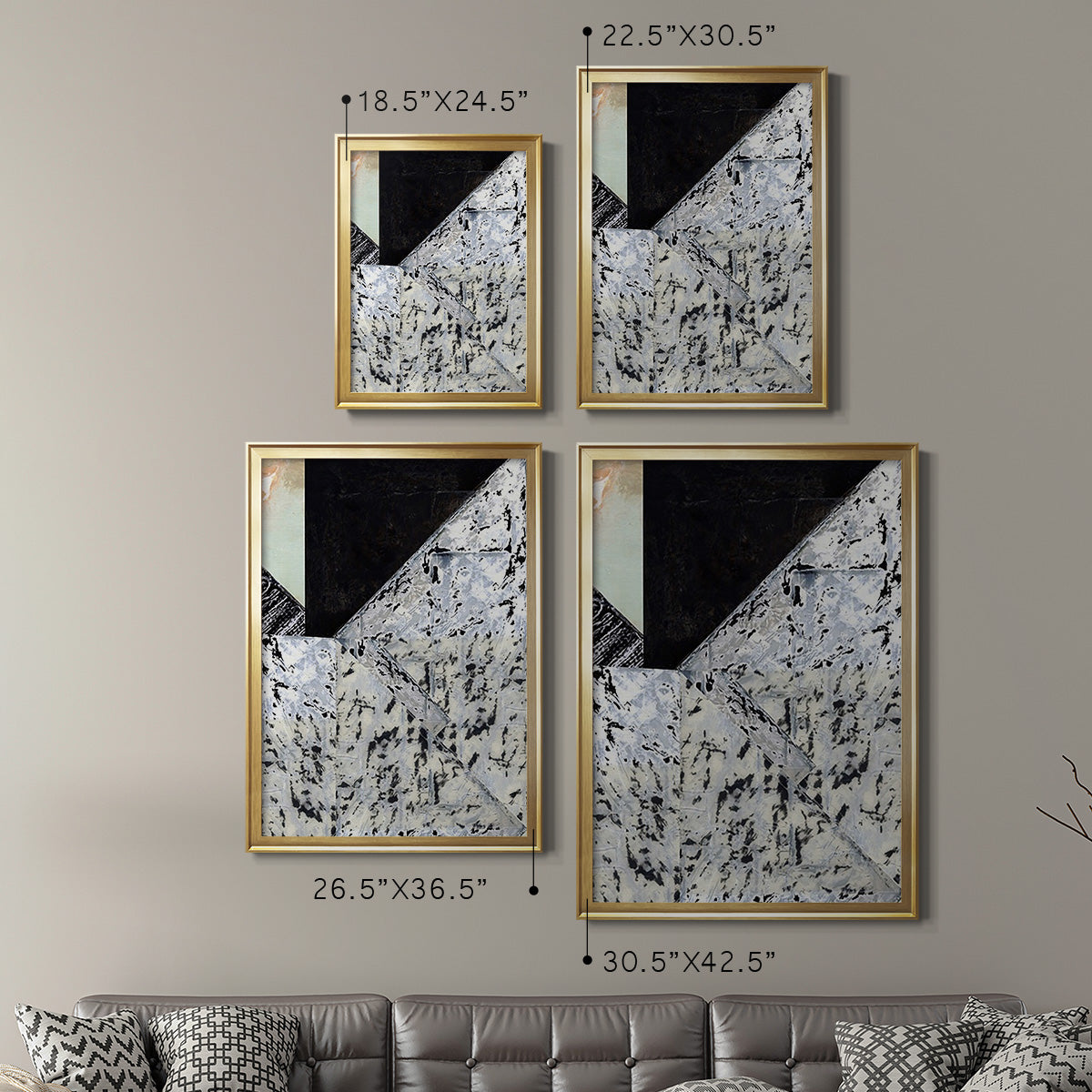 Tiles & Texture Abstract Angles II - Modern Framed Canvas Print