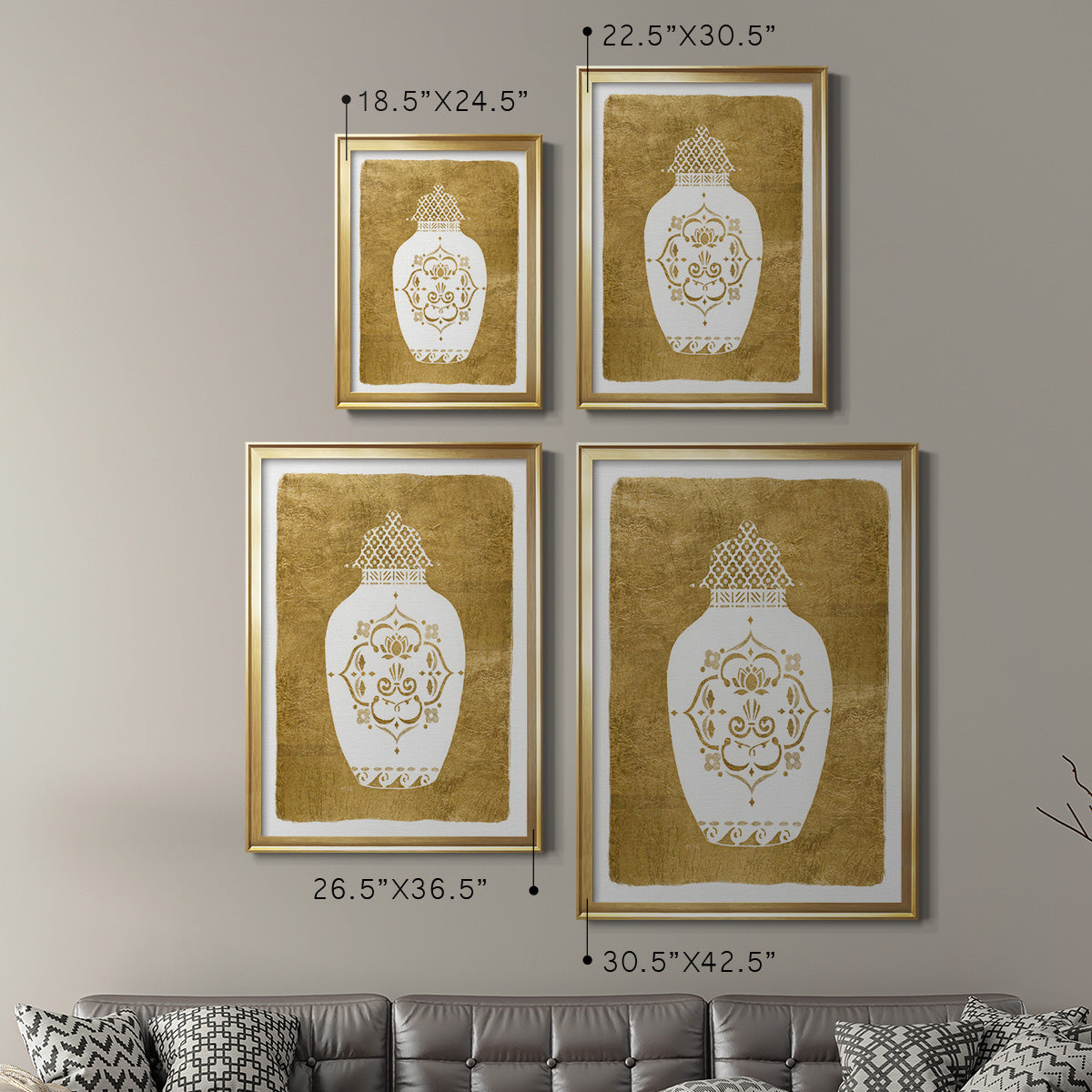 Golden Urn I - Modern Framed Canvas Print