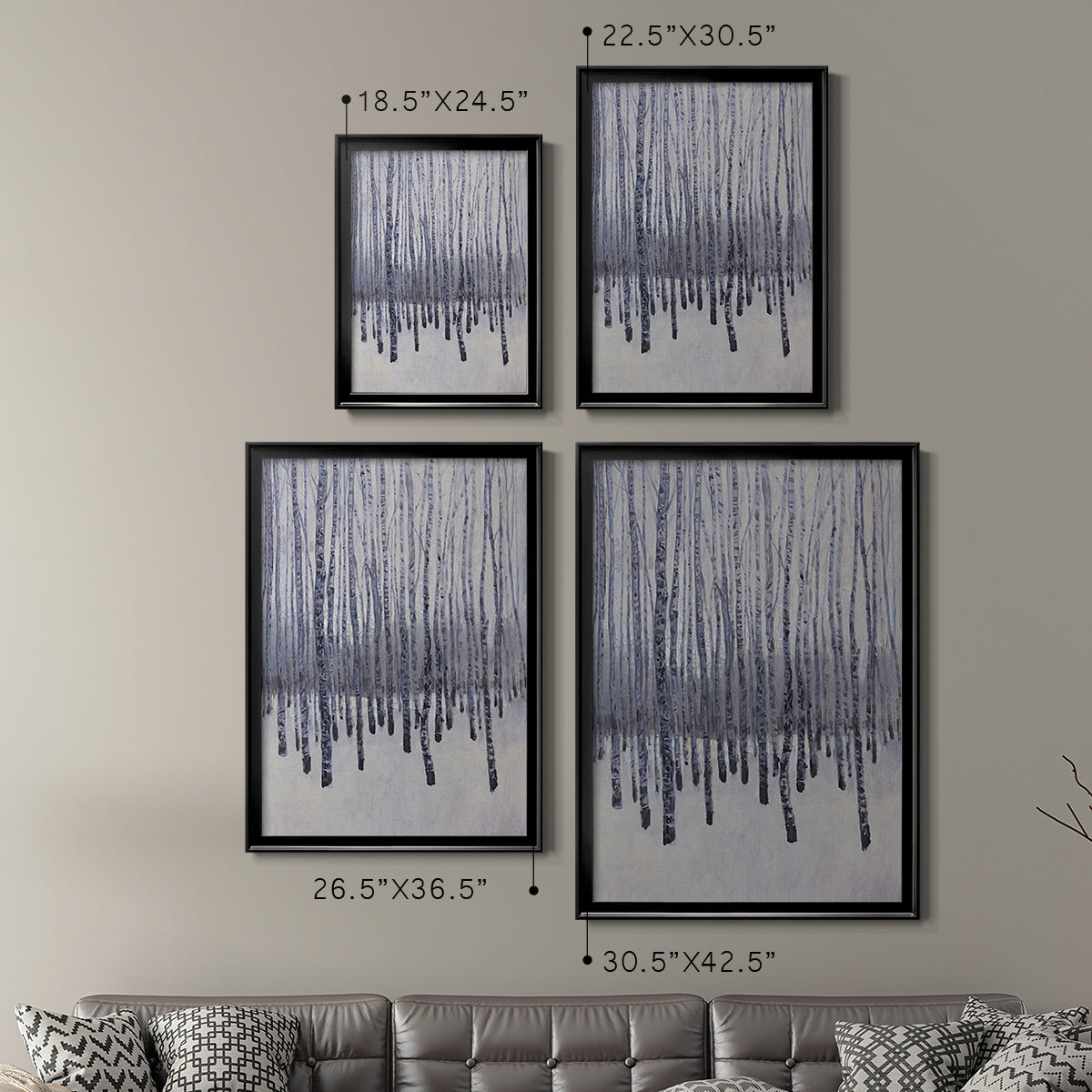 Bare Trees in Winter II - Modern Framed Canvas Print