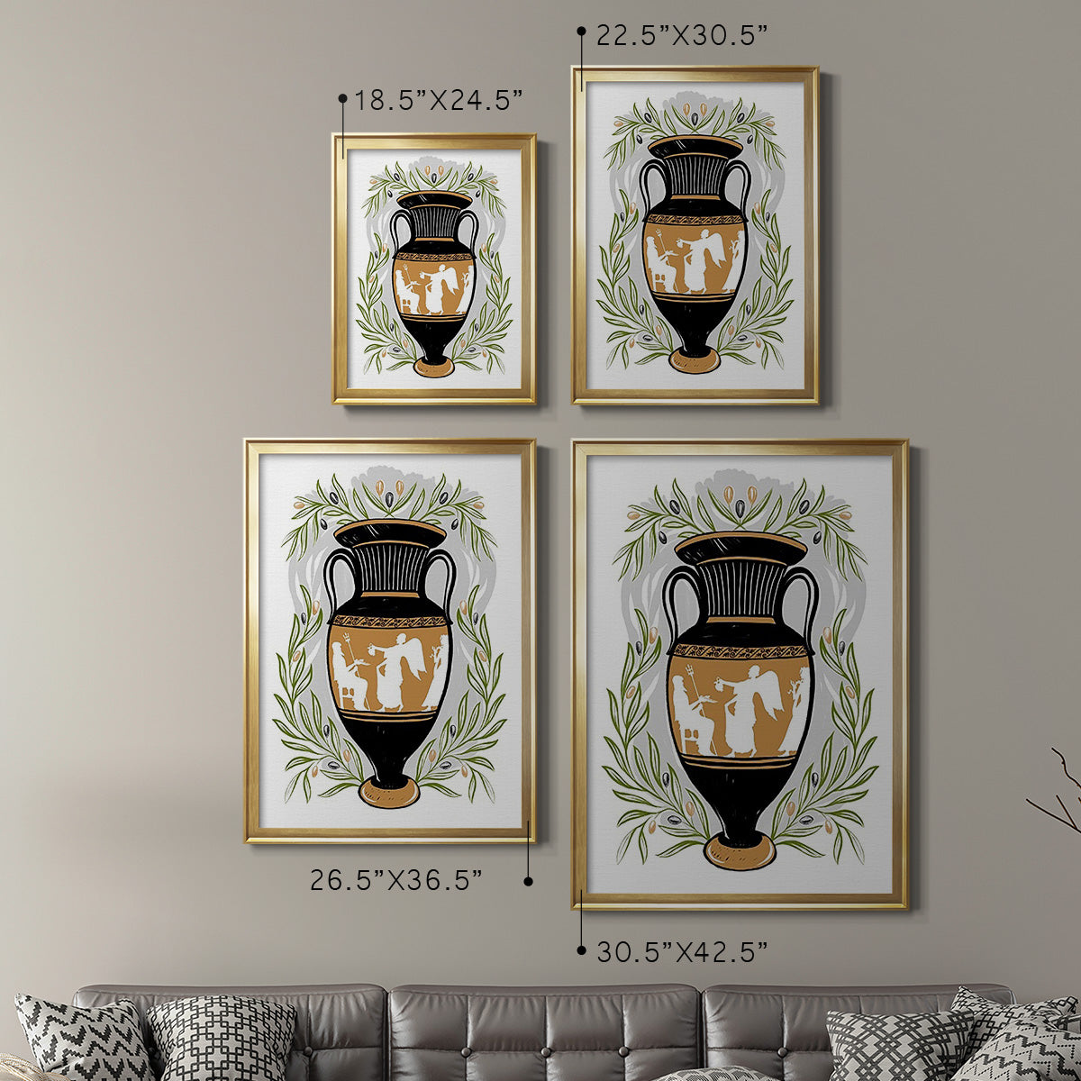 Greek Vases II - Modern Framed Canvas Print