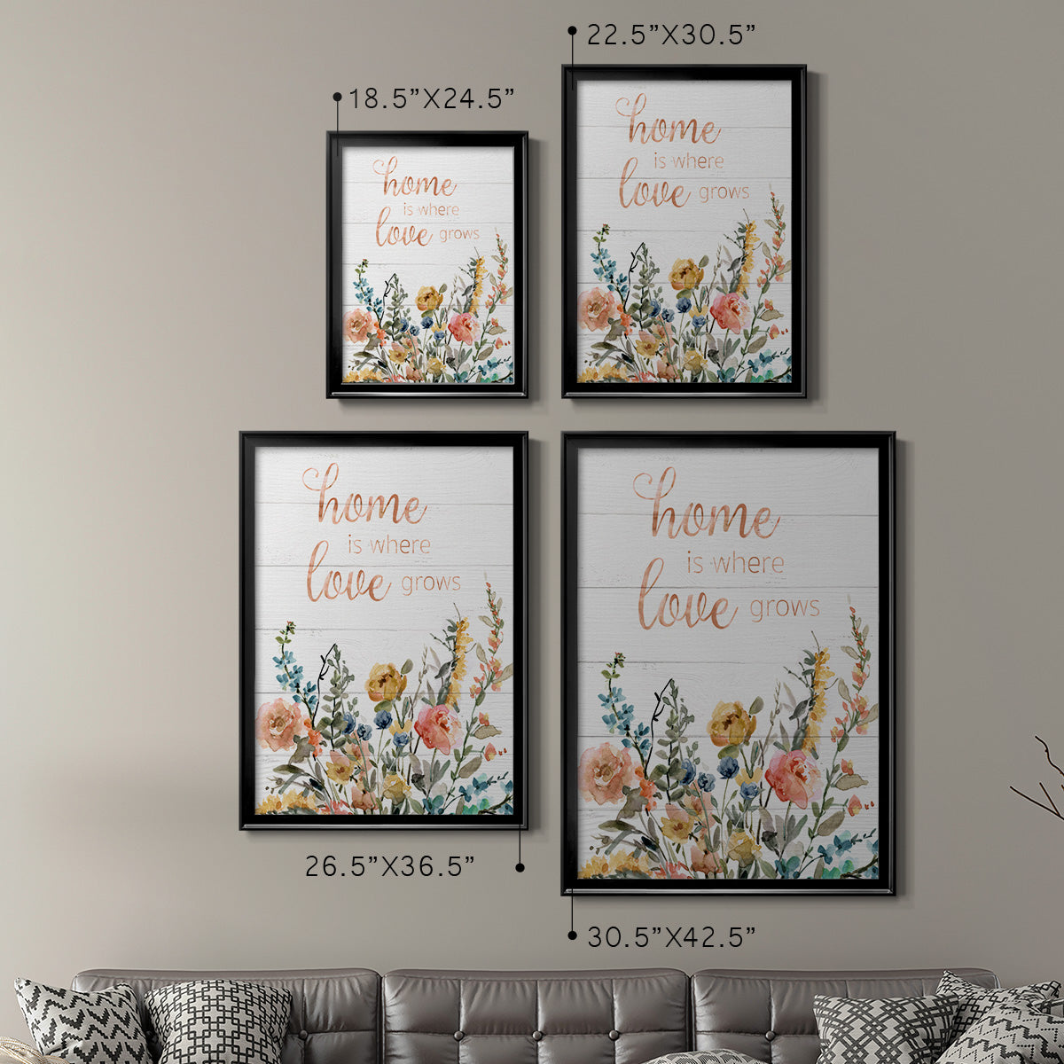 Home is Where Love Grows - Modern Framed Canvas Print