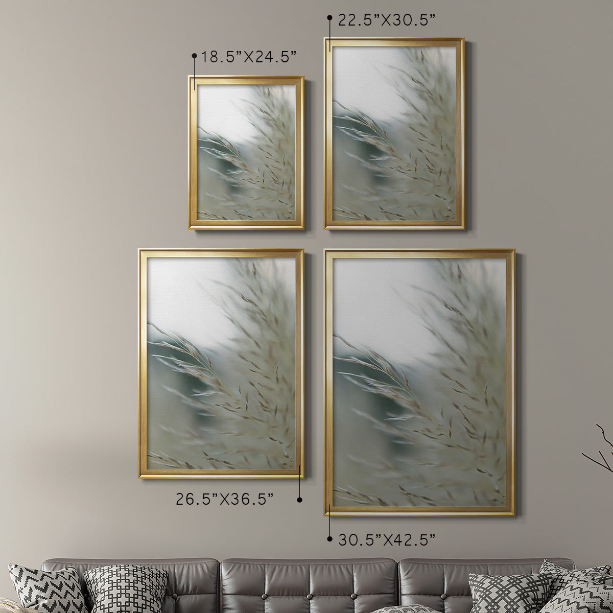 Subtle Grasses II - Modern Framed Canvas Print