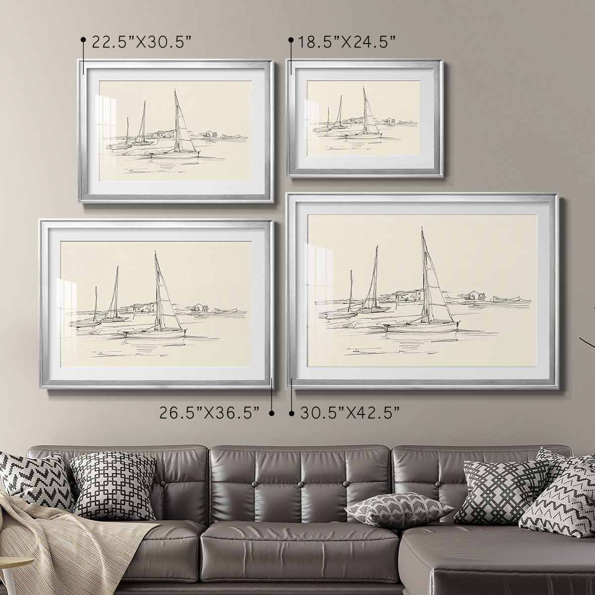 Coastal Contour Sketch I Premium Framed Print - Ready to Hang