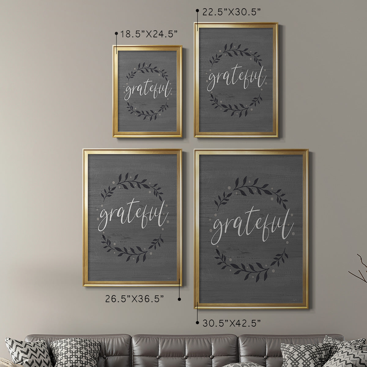 Grateful Wreath - Modern Framed Canvas Print