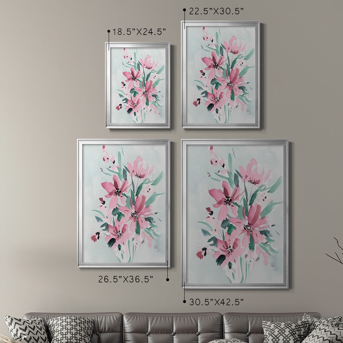 Posy Blooms I - Modern Framed Canvas Print