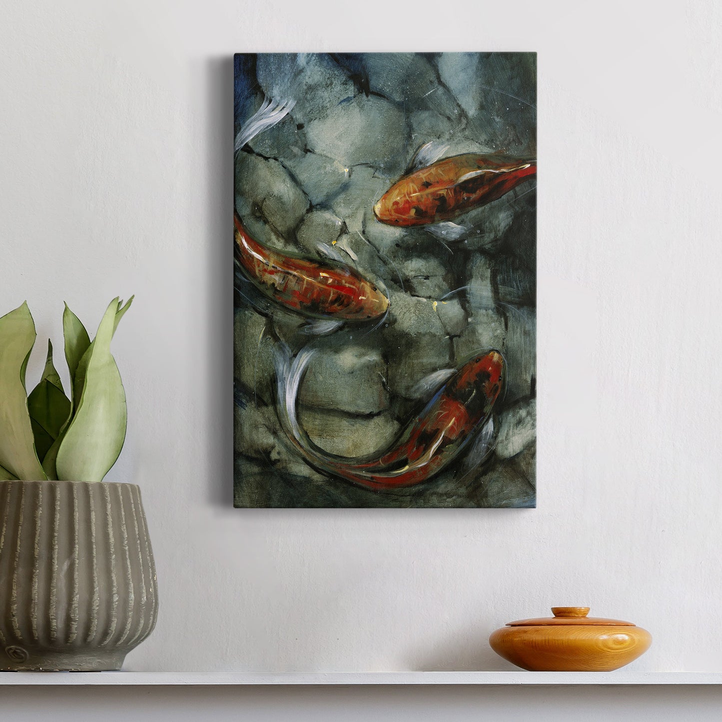 Tres Koi II Premium Gallery Wrapped Canvas - Ready to Hang