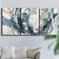 Three-panel canvas wall art featuring repeating abstract geometric array, displayed in a living room above a sofa.