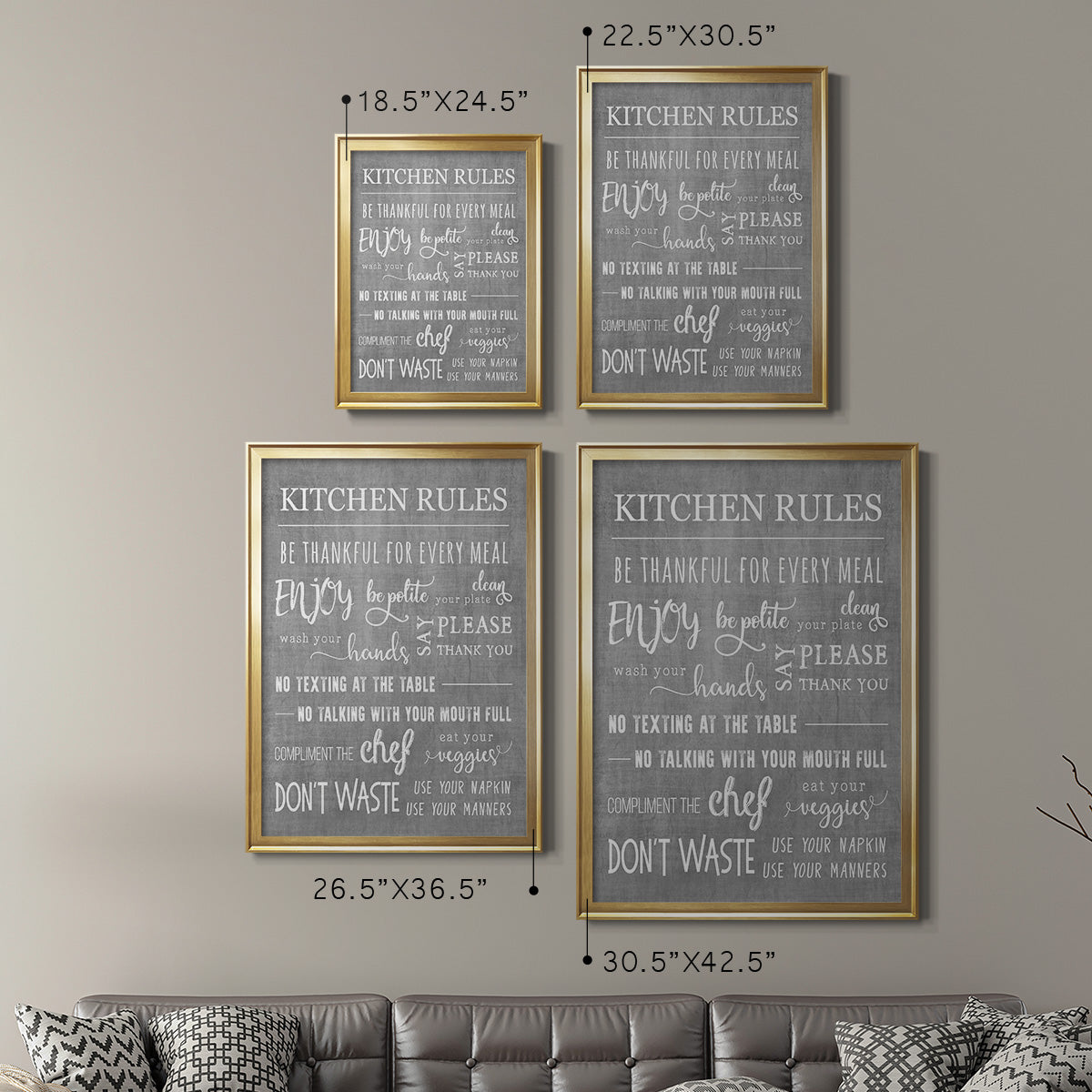 Neutral Kitchen Rules - Modern Framed Canvas Print
