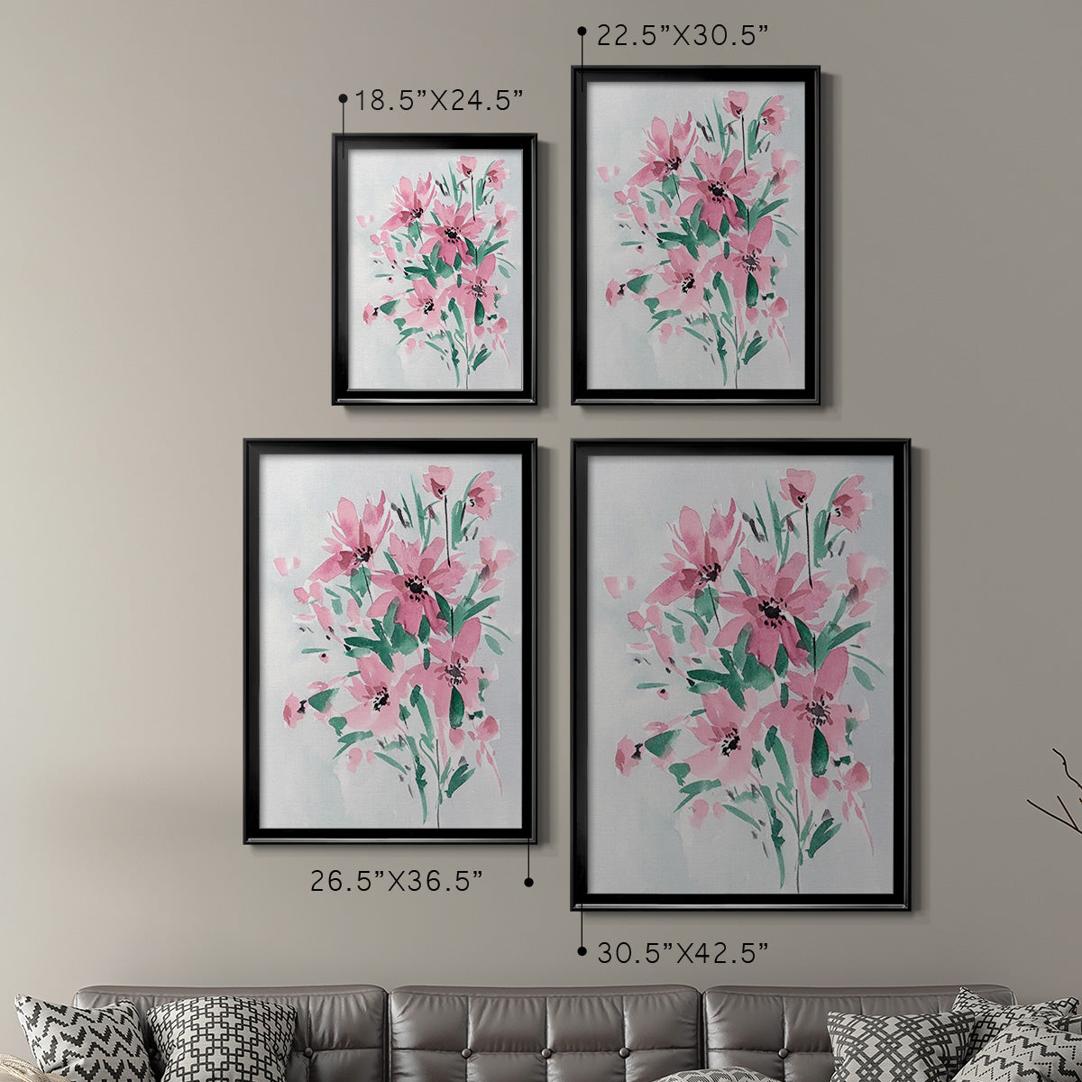 Posy Blooms III - Modern Framed Canvas Print