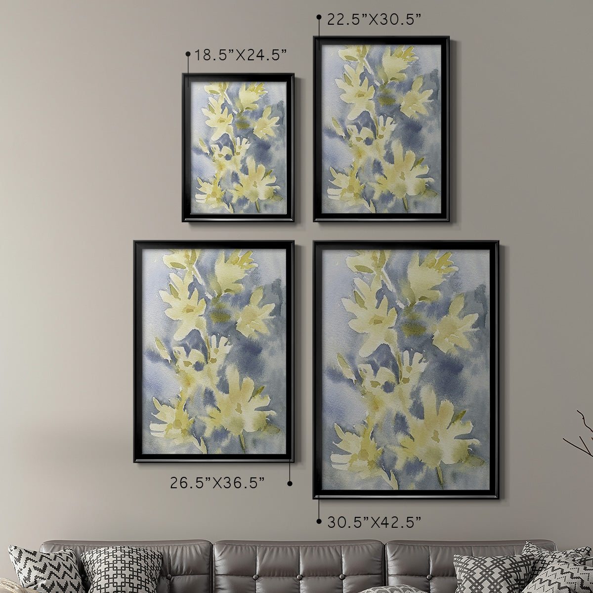 Forsythia Blooms I - Modern Framed Canvas Print