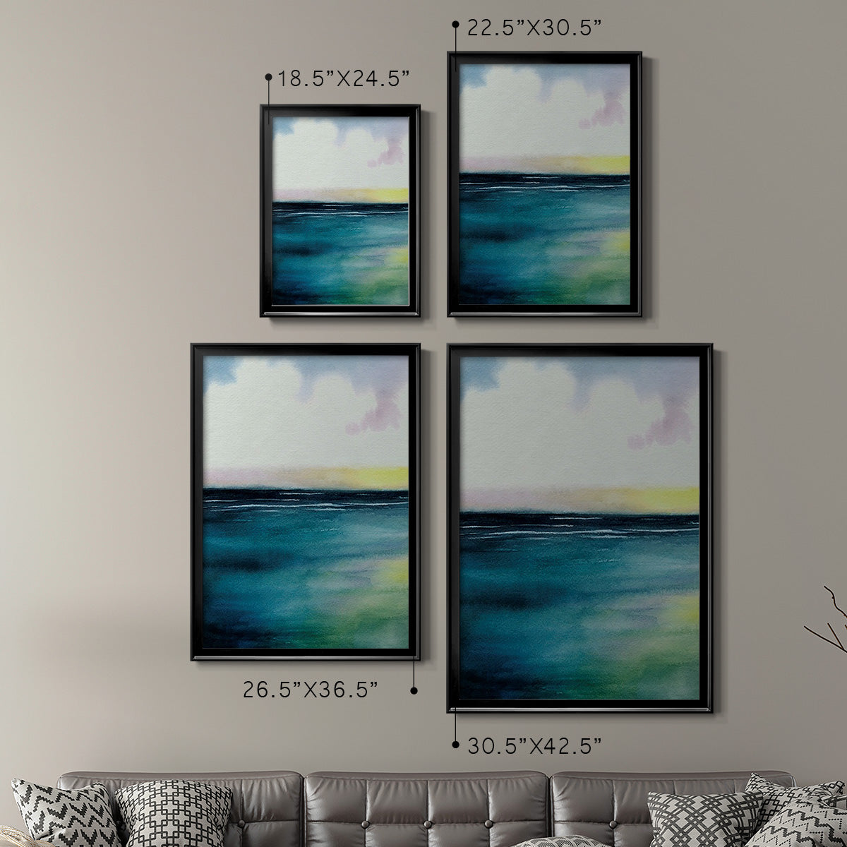 Sherbet Sunset Diptych I - Modern Framed Canvas Print