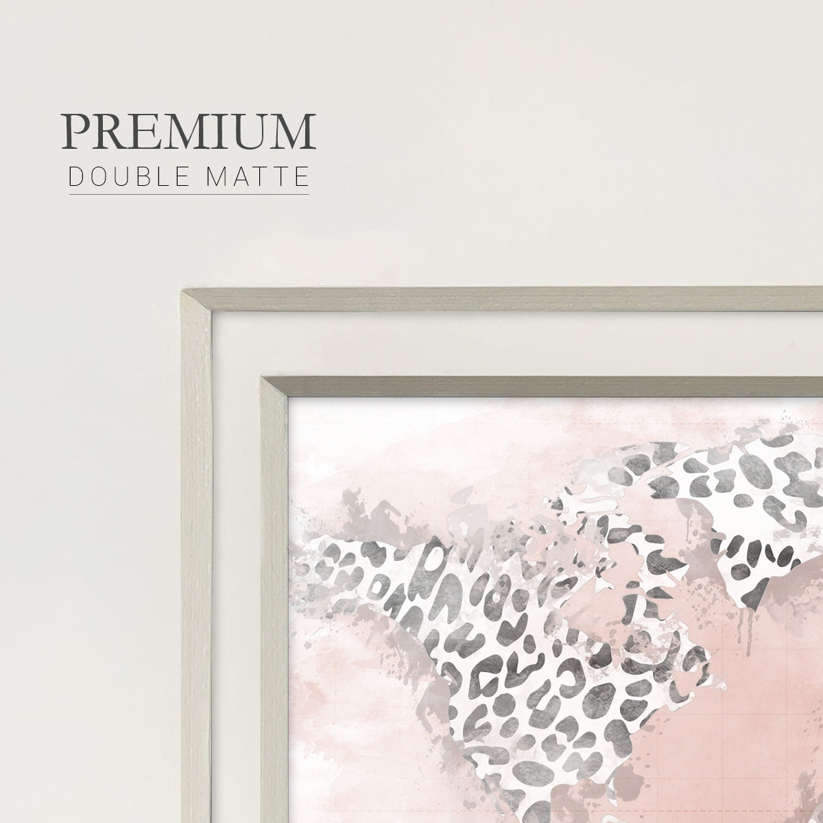 Pink Cheetah Map Premium Framed Print Double Matboard