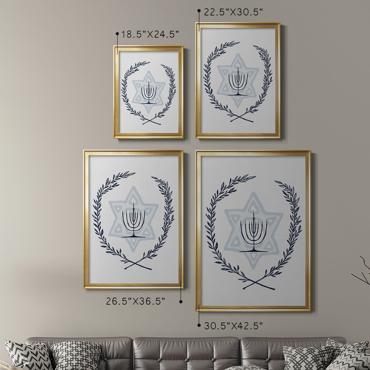 Happy Hanukkah I - Modern Framed Canvas Print