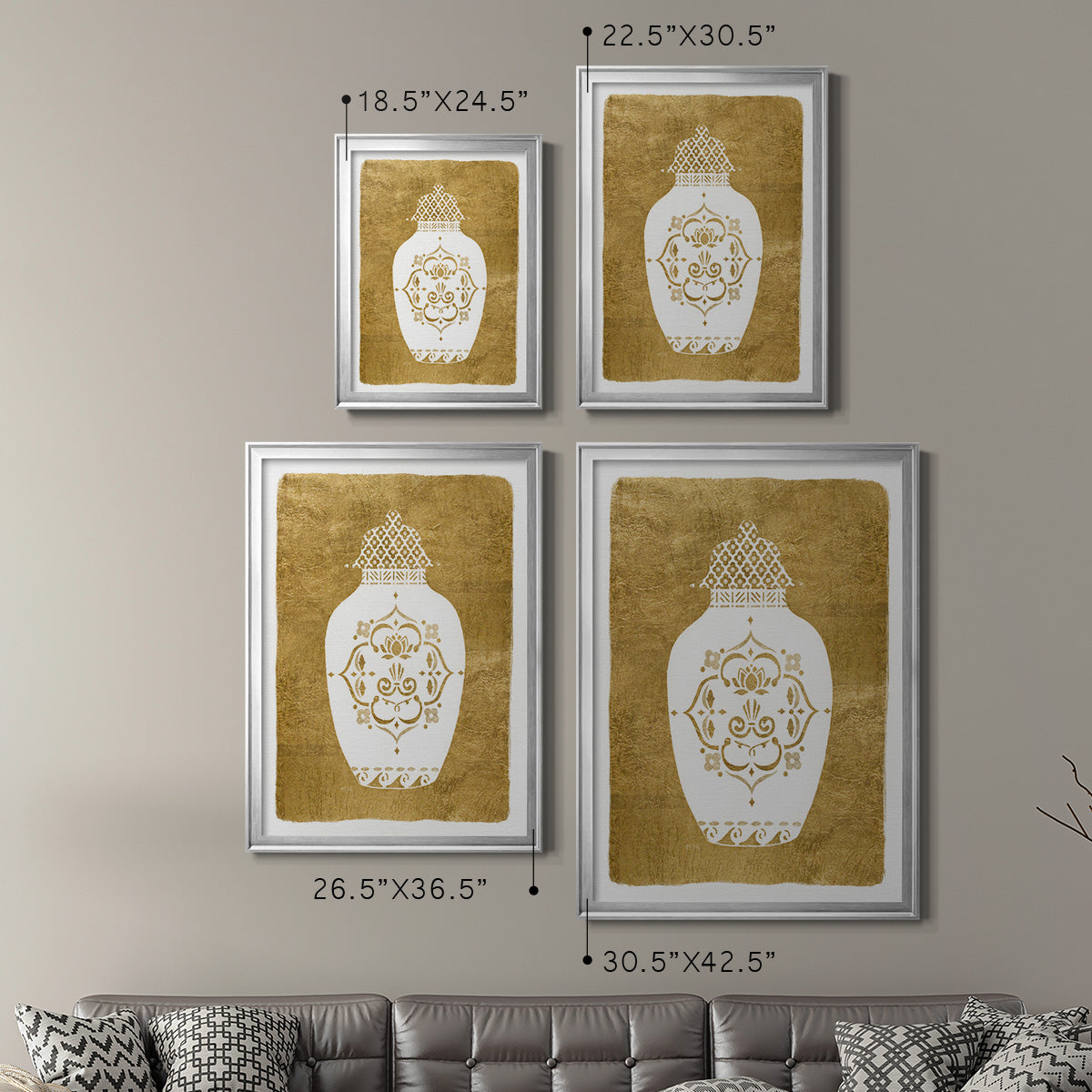 Golden Urn I - Modern Framed Canvas Print