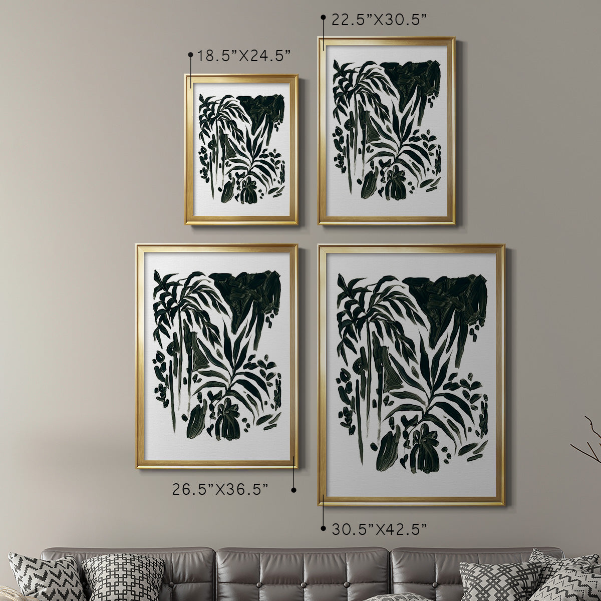 Ink Jungle II - Modern Framed Canvas Print